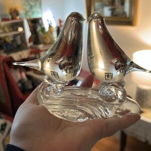 Vintage 1950’s Art Deco Style Clear Glass Love Birds